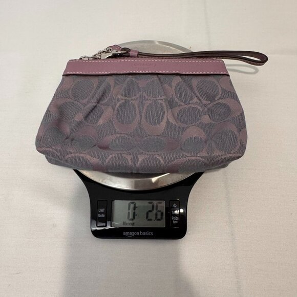 Coach Burgundy Signature Canvas Wristlet Clutch Bag Zip Closure & Leather Strap - Picture 8 of 8